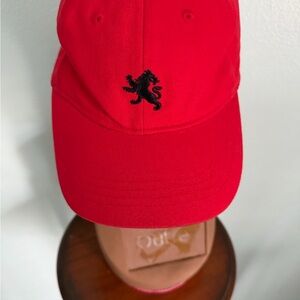 Express red cap with Black Lion Embroidery